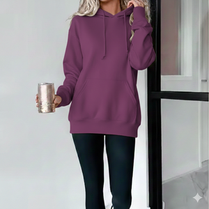 Sudadera con capucha oversize para mujer, holgada, informal, estilo urbano, cálida para invierno, de forro polar, manga larga, a la moda, holgada - Product Image 1