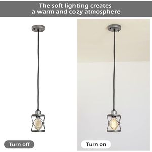 Suspension industrielle rustique mini cage gris argenté réglable pour îlot de cuisine et luminaire suspendu style ferme - Product Image 4
