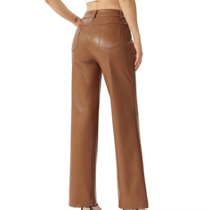 Pantalons en cuir véritable pour femmes de haute qualité, en cuir de vache véritable, mode hiver, coupe slim, fournisseur en gros OEM - Product Image 2