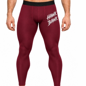 Men Burgundy Fitted Stretch <b>Leggings</b> For Fitness Training Comfort Waist Fit Full Length <b>Shape</b> Active Training Style <b>Leggings</b> - Product Image 1