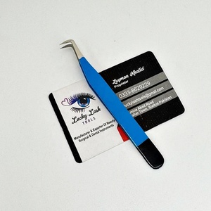 Pince à cils en acier inoxydable solide à 90 degrés, poignée lisse, pointe en fibre, marque privée, vente en gros - Product Image 2