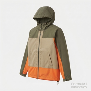 Men's Hooded Color Blocking <b>Jacket</b> Waterproof PU Coated Polyester Casual Winter Outdoor Wear Windbreaker Unisex - Product Image 3