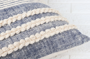 Hand Tufted Texture Boho Blue and Ivory <b>Cushion</b> Cover Handmade Decorative Pillow Case for Sofa Bedroom Living Room Home Decor - Product Image 3