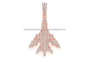 Colgante de Avión a Reacción Personalizado de Plata 925 Bañado en Oro con Diamantes Cultivados en Laboratorio, Estilo Minimalista y Moderno, Amuleto de Collar Unisex, Regalo Hip Hop - Product Image 4