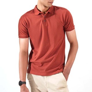 Polo à manches courtes rouge pour homme, couleur unie, décontracté, tricoté, boutonné devant, coupe classique, coton piqué respirant - Product Image 1
