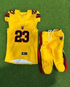 Ensemble de maillot de football américain jaune pour garçons, sans manches, col en V, numéro 23, logo de l'équipe, pantalon à cordon de serrage, vêtements de sport respirants - Product Image 1