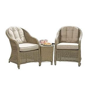 Ensemble de 2 fauteuils de jardin en aluminium résistant aux intempéries, en rotin tissé, table basse pour les restaurants et les hôtels en plein air. - Product Image 1