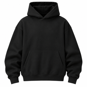 Sweat-shirt à capuche oversize noir pour homme, logo personnalisé, molleton épais, streetwear - Product Image 1