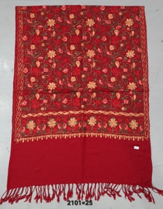 Wool Acrylic Blended Embroidered Floral Lightweight Anti-Bacterial Long Women's All Seasons <b>Scarves</b> & Shawls - Product Image 4