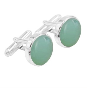 Boutons de manchette en chrysoprase, argent sterling 925, luxe, 10 grammes, pour hommes, garçons d'honneur, smoking, mariage, accessoires formels, cadeau - Product Image 4