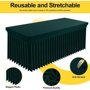 Smiry Elastic Fitted Stretch Rectangle Tablecloth Waterproof Washable Spandex <b>Table</b> <b>Cover</b> Skirt - Product Image 4