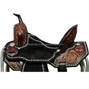 Selle en cuir véritable Siège pour cheval Selle de cheval confortable Selle de randonnée Western Pleasure pour une conduite confortable - Product Image 3