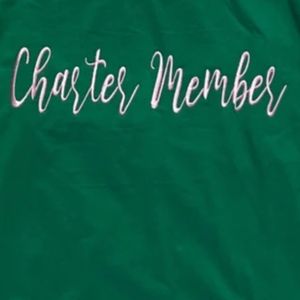 T-shirt vert à col rond avec bordure rose, imprimé graphique « Charter Member », manches courtes, décontracté, en coton, pour femme, vêtement de mode - Product Image 5