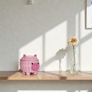 Cesta de Almacenamiento Tejida a Mano con Forma de Cerdo Rosa, con Tapa, para Hogar, Hotel, Guardería, Sala de Juegos Infantil, Decoración de Habitaciones, Venta al Por Mayor - Product Image 5