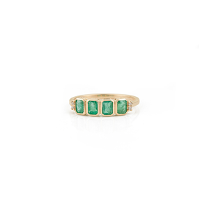 Top Quality Best Wholesale Price Emerald & Diamond <b>Stacking</b> Half Eternity Band <b>Ring</b> K14 Real Yellow Gold High Grade Jewelry - Product Image 1