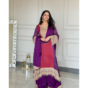 Top de fiesta para mujer Plazzo Dupatta Set para un aspecto elegante - Product Image 4