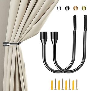 Black U-Shape <b>Curtain</b> Holdback with Screws Solid Steel <b>Wall</b> Hook - Product Image 6