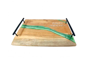 Plateau de service et sous-verres en bois d'acacia et résine époxy multicolores, design unique, plateau d'art indien pour hôtels et restaurants - Product Image 5