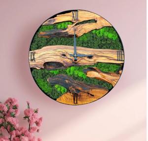 Decorative Moss Quartz Wall Clock with Needle Display Modern Design Wooden Base Metal Frame Wedding <b>Gift</b> Battery Operated - Product Image 5
