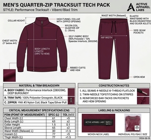 Survêtement bordeaux pour homme, manches longues, demi-zip, vêtements de sport décontractés avec poches latérales, coupe classique, polyester, design uni, automne - Product Image 5