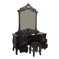 Ensembles de commode rococo de reproduction antique avec miroir et tabouret ensemble de coiffeuse en bois pour meubles de chambre à coucher
