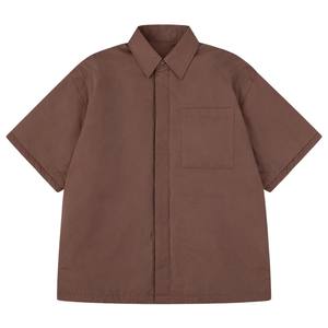 <b>Mens</b> Short Sleeve <b>Padded</b> <b>Shirt</b> Modern Boxy Fit Casual Streetwear Lightweight Summer Overshirt Solid Color Fashion Top - Product Image 1