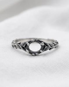 925 Sterling Silver Twig Ring Blank 8x6mm Oval Prong Setting <b>Tree</b> Branch Ring Base Nature Inspired DIY Jewelry Making - Product Image 2