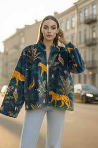 Robes décontractées en velours à imprimé animalier tropical, col mandarin, manches longues, coupe ample, style safari, vêtements d'automne naturels - Product Image 4