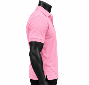<b>Pink</b> Men's Cotton <b>Polo</b> <b>Shirt</b> Short Sleeve Embroidery Logo Front Casual Solid Color Breathable Knitted - Product Image 5