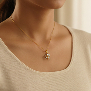 Pendentif en or jaune avec diamants de laboratoire taille ronde, design classique, bijou de tous les jours pour femme - Product Image 4