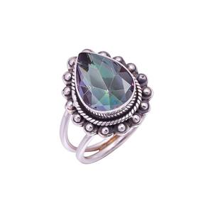 Bague en topaze mystique arc-en-ciel, argent sterling 925, réglable, pierre précieuse, bijoux bohèmes, cadeau de luxe fait main - Product Image 3