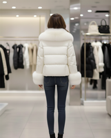 Veste d'hiver pour femme en coton tricoté, réversible, écologique, imperméable, coupe-vent, épaisse, avec garniture en peau de vache, à capuche, matelassée, amovible