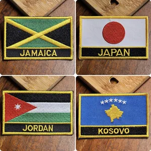 Kyrgyzstan Flag Embroidered Patch Rectangle <b>Iron</b>-On Woven Fabric Gift - Product Image 3