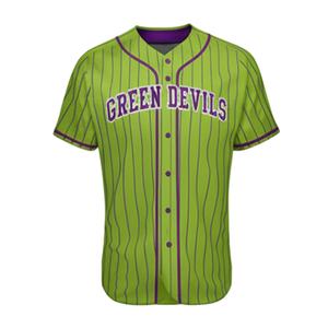 Camiseta de Béisbol Personalizada con Rayas Verdes, Uniforme Profesional con Botones para Hombre, Ropa Deportiva Transpirable de Talla Grande, Venta al por Mayor, OEM, ODM - Product Image 2