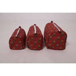 กระเป๋าแต่งหน้าผ้าฝ้ายพิมพ์ลายดอกไม้, กระเป๋าใส่เครื่องสำอางสำหรับผู้หญิง, กระเป๋าใส่อุปกรณ์อาบน้ำแบบมีซิปสำหรับเดินทาง, ออแกไนเซอร์สำหรับใช้ในชีวิตประจำวัน - Product Image 2