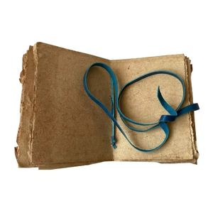 Diario de Cuero Suave Azul, Libro en Blanco con Encuadernación Vintage para Unisex, Agenda de 220 Páginas de Papel de Algodón Reciclado con Cierre de Tapa Marrón - Product Image 2