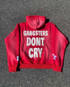 Sudadera con capucha personalizada BLOCKSTAR para hombre, roja, de corte regular, con cremallera, letras bordadas, estilo urbano, 100% algodón, diseño de dibujos animados - Product Image 2