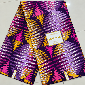 Brown Orange Premium African Wax <b>Print</b> Ankara Fabric with <b>Abstract</b> Feather Pattern for Women Dressmaking - Product Image 3