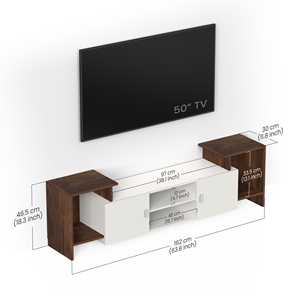 Meuble TV en bois d'ingénierie optimisé, style minimaliste, avec étagères pour livres et présentoir décoratif, pour chambre à coucher - Product Image 5