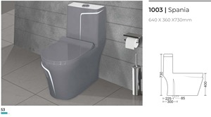 Inodoro de Cerámica Negra Brillante de Una Pieza, Montado en el Suelo, con Doble Descarga, Ecológico, Fácil de Limpiar, Diseño Moderno - Product Image 3