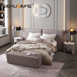 Cama King Size para Dormitorio, Doble, Personalizada, Moderna, de Cuero Italiano, el Mejor Juego de Dormitorios, Vogue, Pantalla Ancha, Estructura de Cama de Lujo de Alta Gama - Product Image 2