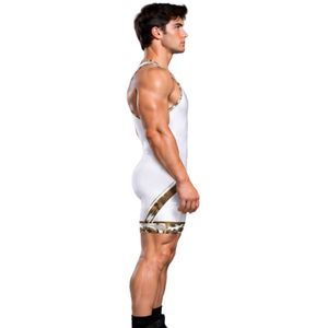 White Gold <b>Mens</b> Wrestling Singlet Sleeveless Athletic <b>Bodysuit</b> Compression Sports Uniform Professional Competition Training Suit - Product Image 4
