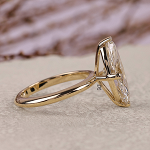 Anillo de Compromiso con Diamante CVD Cultivado en Laboratorio, Corte Marquesa, 1ct 2ct, Certificado IGI, Oro 14K 18K PT950, Minimalista, para Boda o Fiesta - Product Image 2