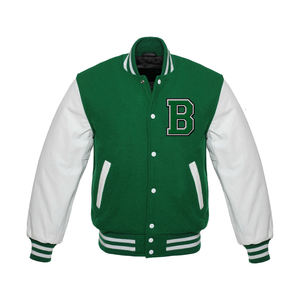 Veste bomber varsity pour homme en cuir avec broderie chenille personnalisée OEM, vente en gros - Product Image 1