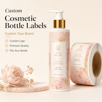 Étiquettes cosmétiques personnalisées en feuille d'or florale, autocollants imperméables avec logo personnalisé pour flacons pompe de nettoyant visage et lotion