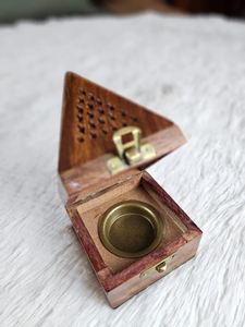 Hand Carved Wood <b>Incense</b> Burner Moroccan Charcoal and <b>Cone</b> Burner - Product Image 3