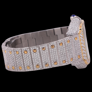 Reloj de Cuarzo para Hombre con Correa de Acero Inoxidable, Alta Calidad, Diamantes Moissanite VVS, Estilo Hip Hop, Caja Cuadrada - Product Image 3