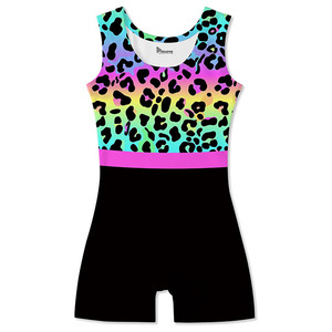 Justaucorps de danse sans manches pour filles Relevo, imprimé léopard, bordure rose, matière Spandex/Polyester, impression numérique, pour enfants, tenue de scène - Product Image 3