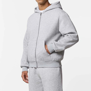 Ensemble de jogging décontracté pour homme de qualité supérieure, gris, à capuche, 2 en 1, manches longues, couleur unie, style hiver, coupe classique - Product Image 4