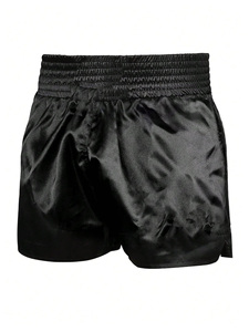 Muay Thai shorts high quality satin fabric custom design breathable lightweight gym training shorts <b>elastic</b> waistband men women - Product Image 5